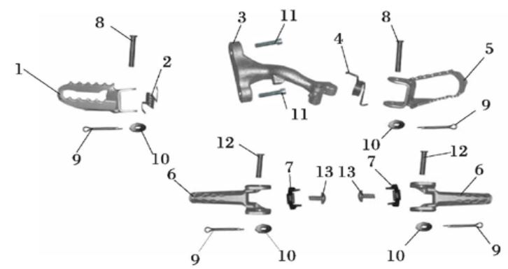 Soporte Descansapies Pitsterpro X4 X4R XJR 90 MX 110 / Kayo TS 90, TSD 110, TSD 125