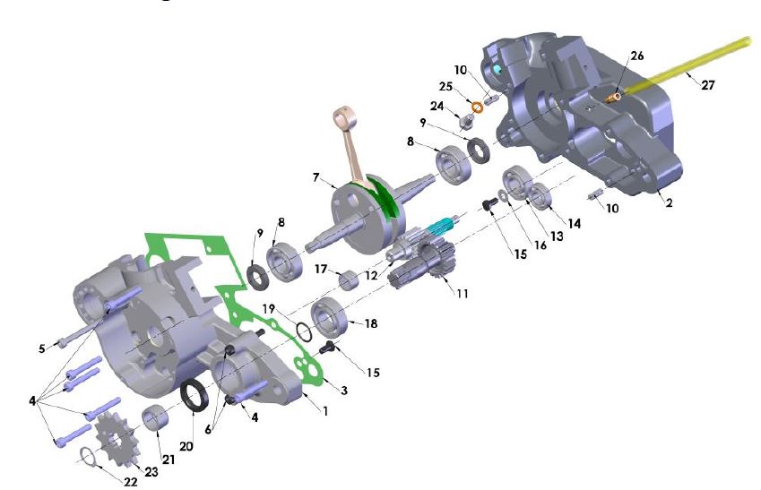 Empaque Centro Motor Cobra 50cc, 2013-17