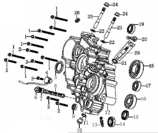 [BB02091-B1/38] Retenedor Eje Cambios Pitsterpro LXR 250 / Kayo K6