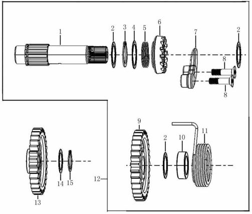 [BB02099-B1/38] Eje Arranque Pitsterpro LXR 250 / Kayo K6 – Eje Completo en Kit