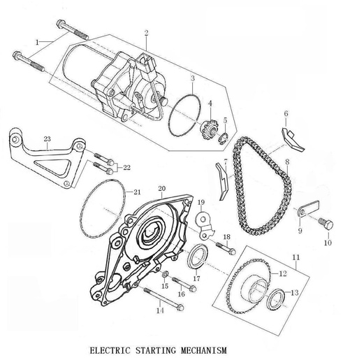 [PB01107-B1/23] Piñon & Clip Motor Arranque Pitsterpro XjR – FXR 70/110 – MX